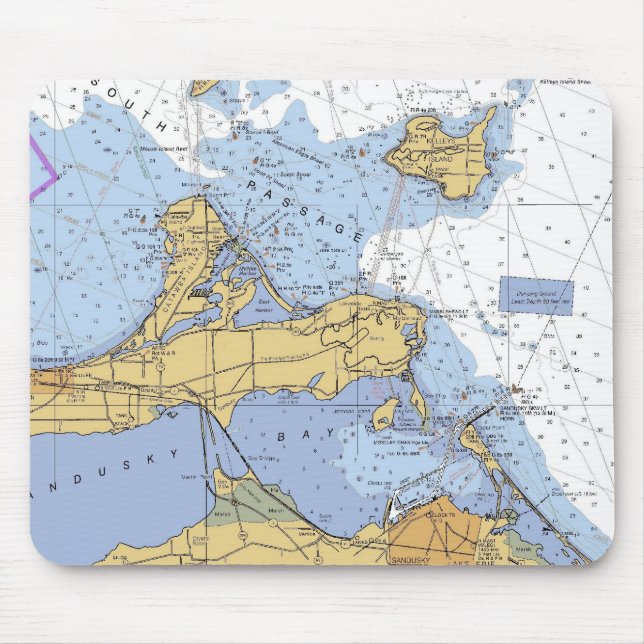 Tapis De Souris Baie de Sandusky, diagramme nautique Mousepad de (Devant)