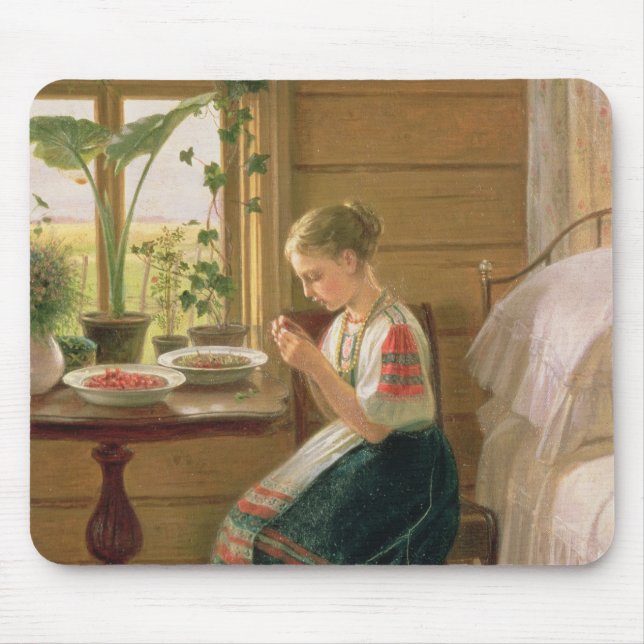 Tapis De Souris Baies d'épluchage de fille, 1880 (Devant)
