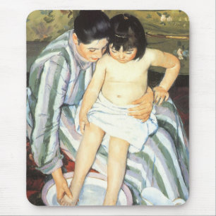 Tapis De Souris Bain d'enfant par Mary Cassatt Impressionnisme Vin