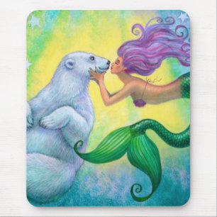 Tapis De Souris Baiser de l'ours blanc de la sirène