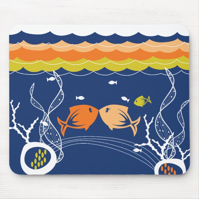 Tapis De Souris Baiser Poissons Coraux Algues sous-marines Mer (Devant)