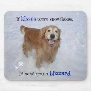 Tapis De Souris Baisers de flocon de neige de golden retriever