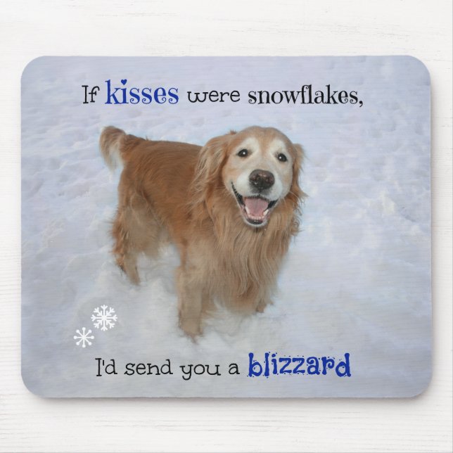 Tapis De Souris Baisers de flocon de neige de golden retriever (Devant)