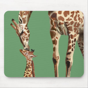 Tapis De Souris Baisers de girafe et de veau de bébé