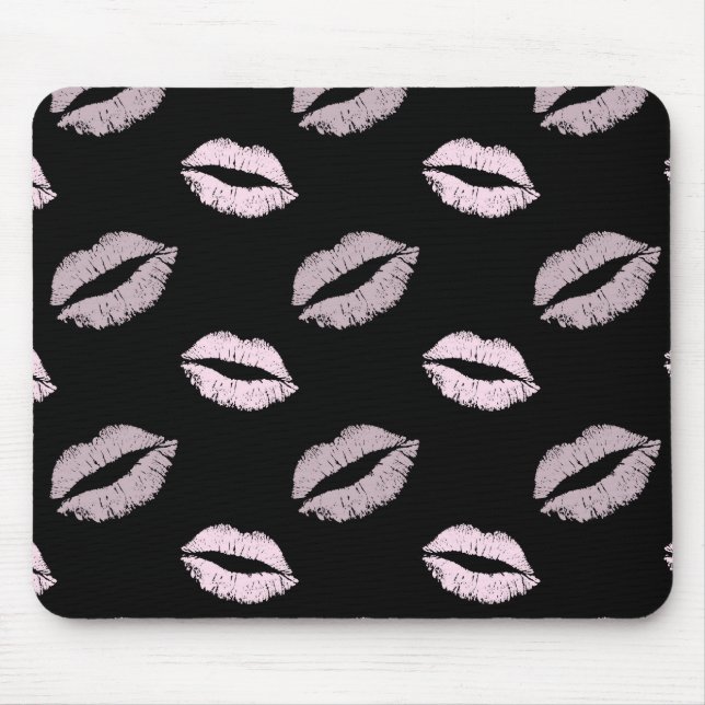 Tapis De Souris Baisers Rose Argenté (Devant)