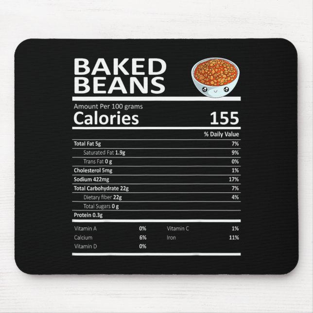 Tapis De Souris Baked Beans Nutritional Facts Thanksgiving X-mas G (Devant)