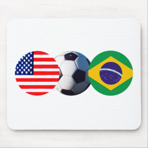 Tapis De Souris Bal de Football Brésil & USA Drapeaux Le MUSÉE Zaz