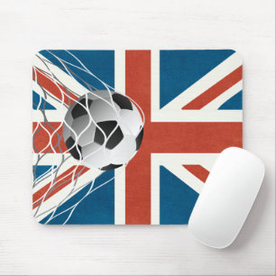 Tapis De Souris Bal De Football Sur Drapeau Du Royaume-Uni