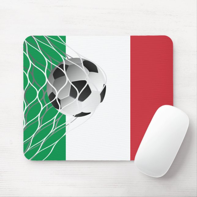 Tapis De Souris Bal De Football Sur Drapeau Italien (Avec souris)