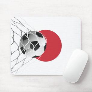 Tapis De Souris Bal De Football Sur Drapeau Japonais