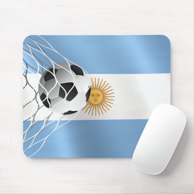 Tapis De Souris Bal De Football Sur Le Drapeau Argentine (Avec souris)