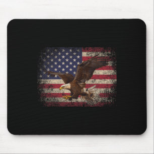 Tapis De Souris Bald Eagle 4 juillet cadeau de Noël American Fla