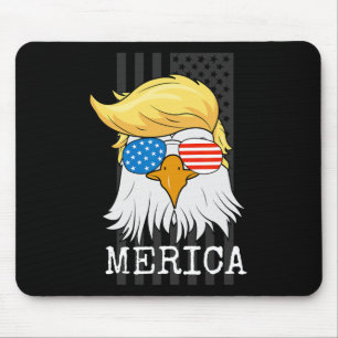 Tapis De Souris Bald Eagle 4 juillet Trump American Flag Funny G