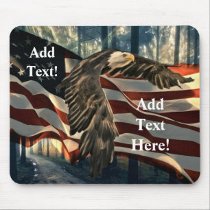Tapis De Souris Bald Eagle American Flag Country Road Pad