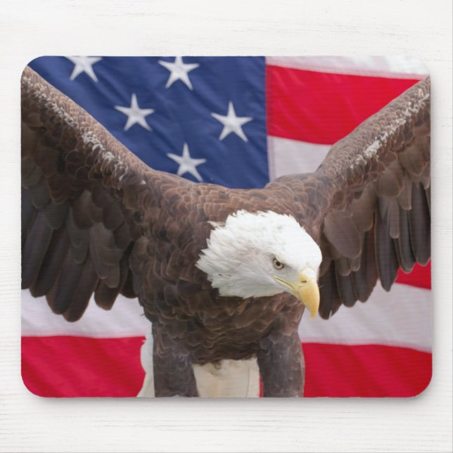 Tapis De Souris Bald Eagle avec le drapeau américain (Devant)