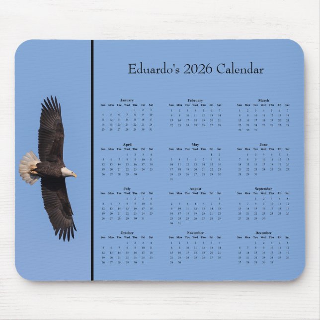 Tapis De Souris Bald Eagle: Customize full year 2026 calendar (Devant)