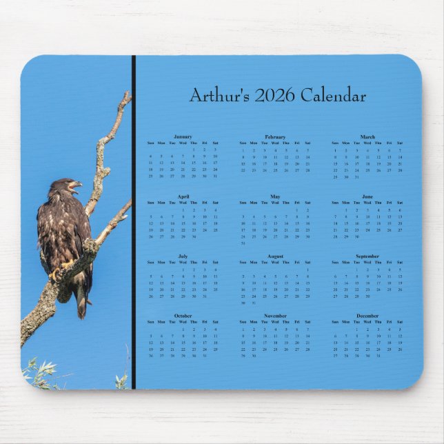 Tapis De Souris Bald Eagle: Customize full year 2026 calendar (Devant)