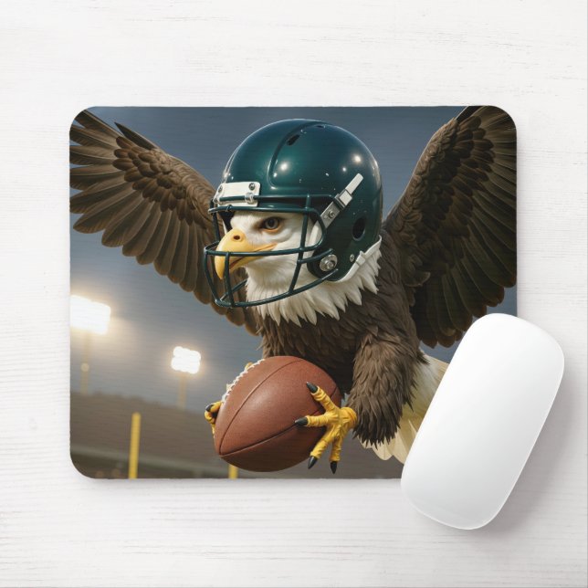 Tapis De Souris Bald Eagle Gripping a Football In a Stadium (Avec souris)