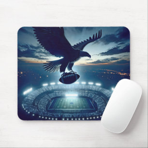 Tapis De Souris Bald Eagle survolant un stade de football