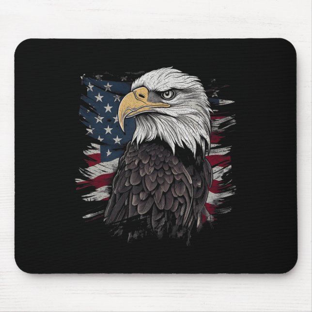 Tapis De Souris Bald Eagle USA Drapeau américain Patriotic Graphis (Devant)