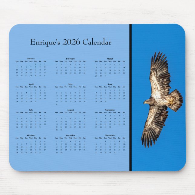 Tapis De Souris BaldEagle: Customize full year 2026 calendar Mouse (Devant)