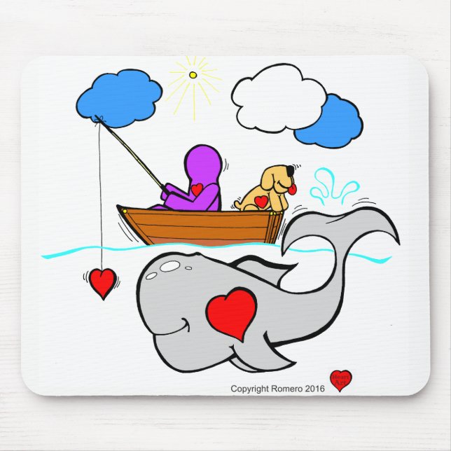 Tapis De Souris Baleine d'art de coeur (Devant)