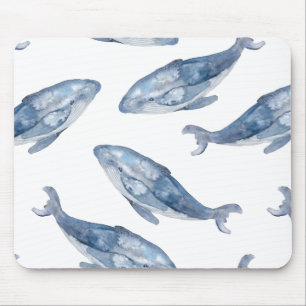Tapis De Souris Baleines à bosse en aquarelle