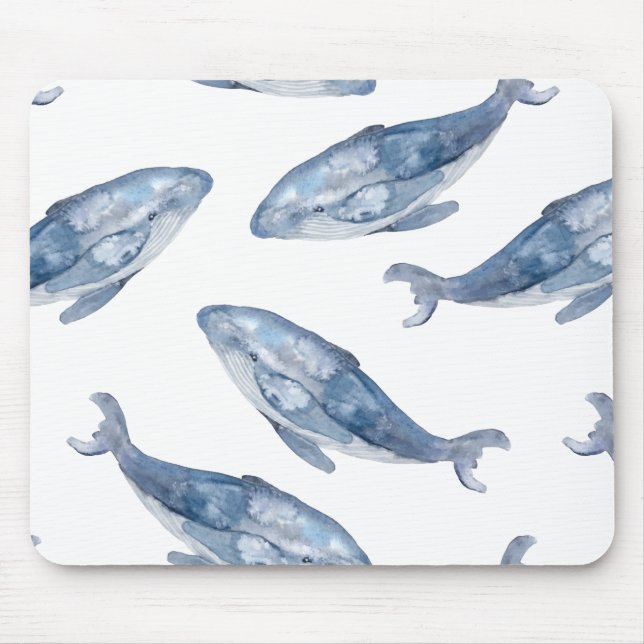 Tapis De Souris Baleines à bosse en aquarelle (Devant)