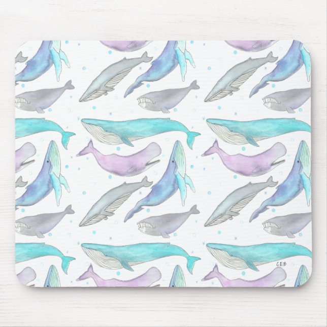 Tapis De Souris Baleines et bulles Souris (Devant)