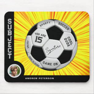 Tapis De Souris Balle de foot moderne jaune jalon éditable