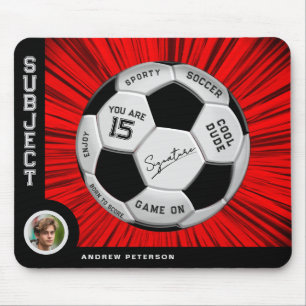 Tapis De Souris Balle de Football Moderne Rouge Anniversaire Étape