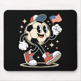 Tapis De Souris Balle de football vintage 4 juillet drôle rétro Us