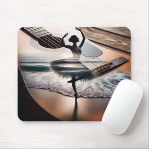 Tapis De Souris Ballerina Dancer dans une guitare