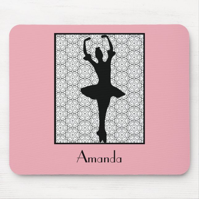 Tapis De Souris Ballerina Silhouette sur un Motif de mandala du co (Devant)