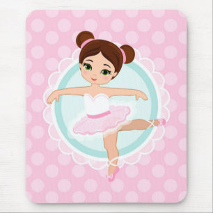 Tapis De Souris Ballerine de brune - fille rose de danseur