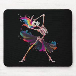 Tapis De Souris Ballerine squelette arc-en-ciel Halloween