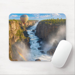 Tapis De Souris Ballon à Air Chaud Planant Au-Dessus D'un Canyon