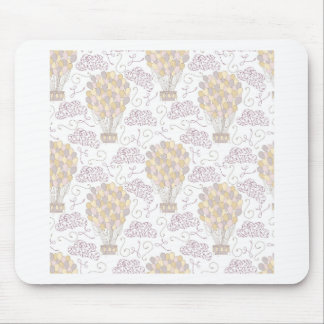Tapis De Souris Ballon à air chaud vintage jaune et gris