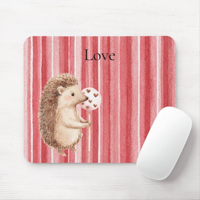 Tapis De Souris Ballon Cœurs Hérisson Rayures Rouges (Avec souris)