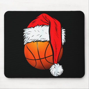 Tapis De Souris Ballon de basketball de Noël Chapeau de Père Noël