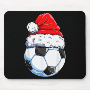 Tapis De Souris Ballon de football de Noël Chapeau de Père Noël Dr