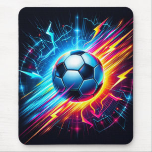 Tapis De Souris Ballon de football électrique futuriste éclair