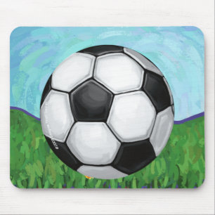 Tapis De Souris Ballon de football sur l'herbe Mousepad