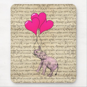 Tapis De Souris Ballons d'éléphant rose