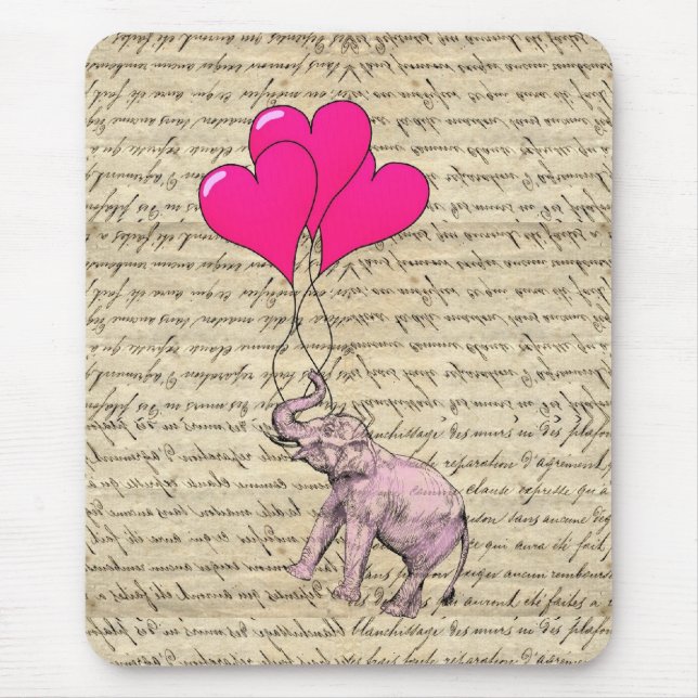 Tapis De Souris Ballons d'éléphant rose (Devant)
