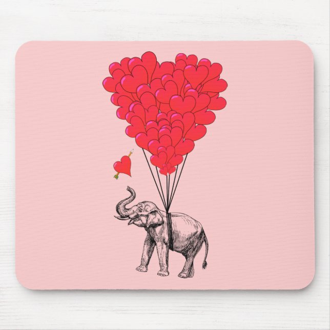 Tapis De Souris Ballons éléphants et rouges (Devant)
