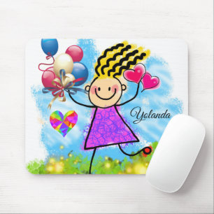 Tapis De Souris Balloons Girl Floral Mouse Pad! Mouse Pad