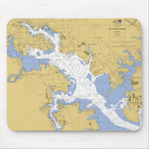 Tapis De Souris Baltimore, diagramme nautique Mousepad de port de