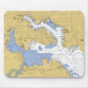 Tapis De Souris Baltimore, diagramme nautique Mousepad de port de