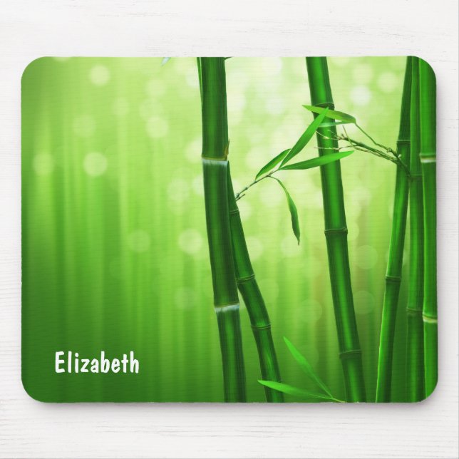 Tapis De Souris Bambou Vert Avec Lumières De Bokeh Pâles À L'Arriè (Devant)